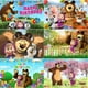 thumbnail image 2 of Fondo de fiesta Masha y el oso, fondo de fotografía para niños, niñas, primer y segundo cumpleaños, fiesta de flores, arbustos, pancarta de fotos, decoración, regalo, 2 of 5