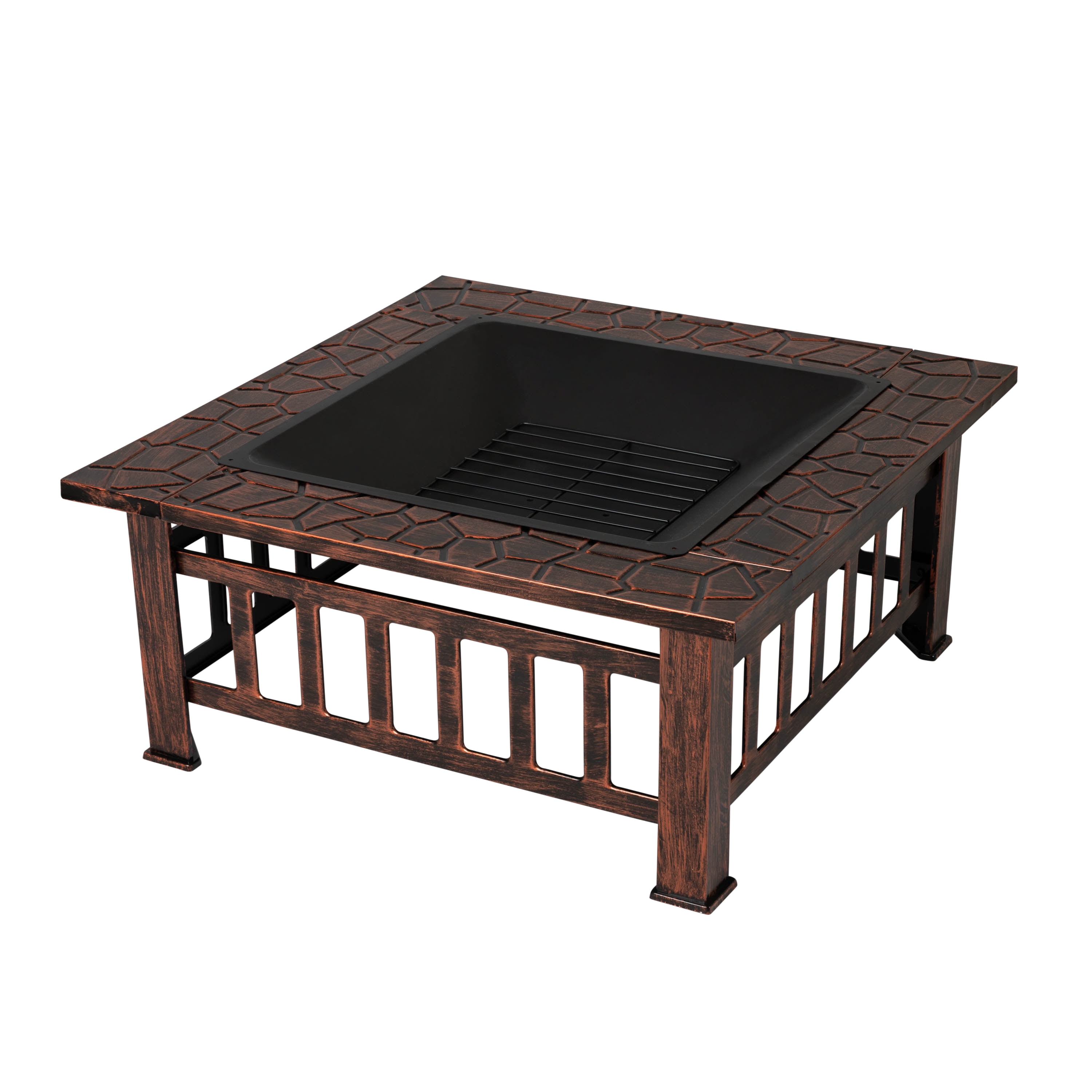 Fire Sense Foxdale Steel Square Wood Burning Fire Pit