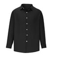 thumbnail image 4 of Yaoyar Men's Casual Long Sleeve Solid Shirt Band Turn-down Collar Button Down Shirts Beach Shirt, 4 of 6