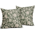 thumbnail image 4 of Sage Green Floral Pillow Covers 18x18 Set of 2 Brown Cream Vintage Flower Block Print Pattern Decorative Throw Pillowcases Outdoor Rustic Farmhouse Square Cushion Cases Decor for Home Couch Sofa Bed, 4 of 7