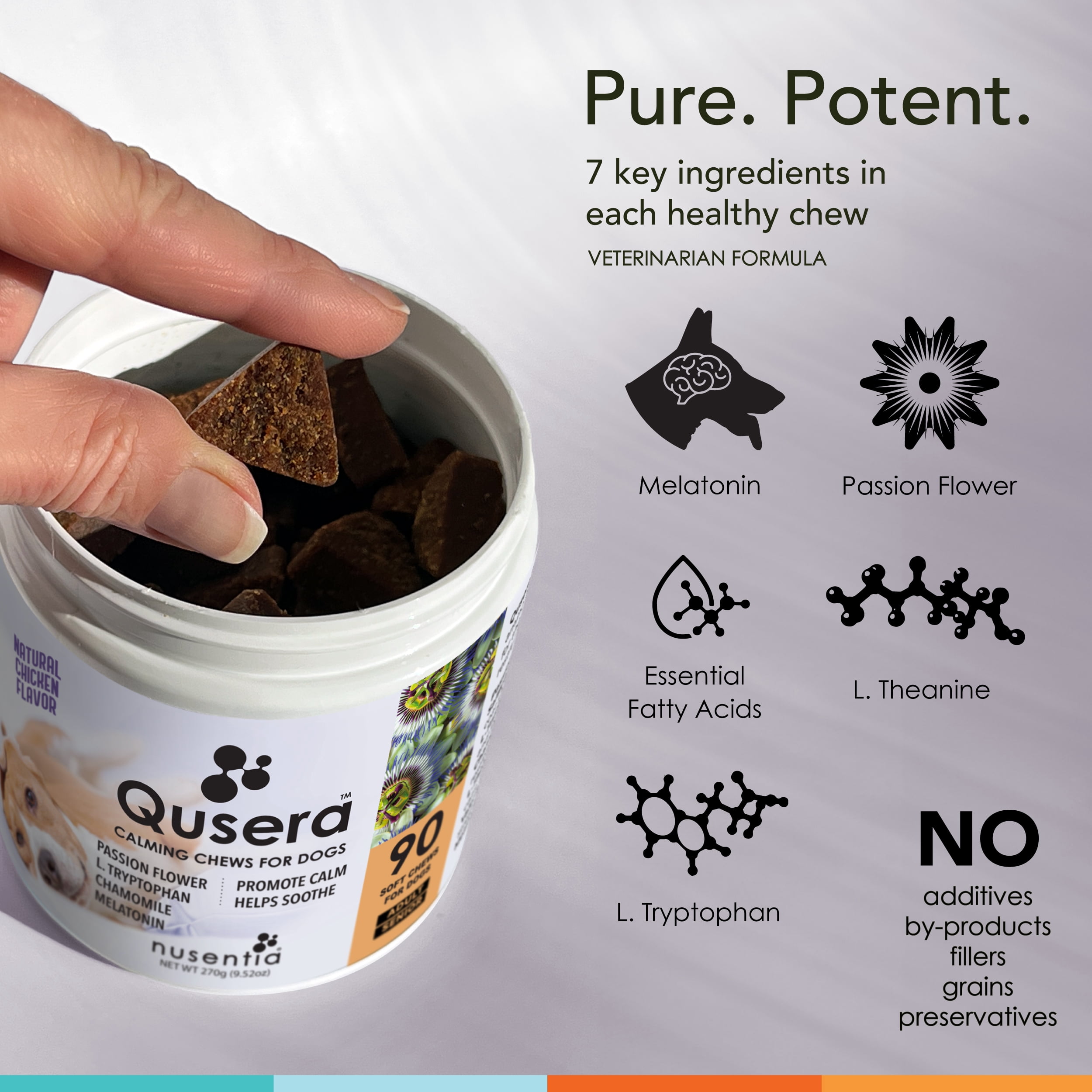 Calming Treats for Dogs : Qusera 90CT Soft Chews : Calm Anxiety Naturally