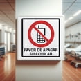 thumbnail image 2 of Señal restrictiva: "Favor de apagar su celular" en blanco, rojo y negro. Impresa sobre plástico estireno calibre 40, para interiores, 20 x 20 cm. Señalamiento, Cartel, Letrero cuadrado, Señalización., 2 of 4