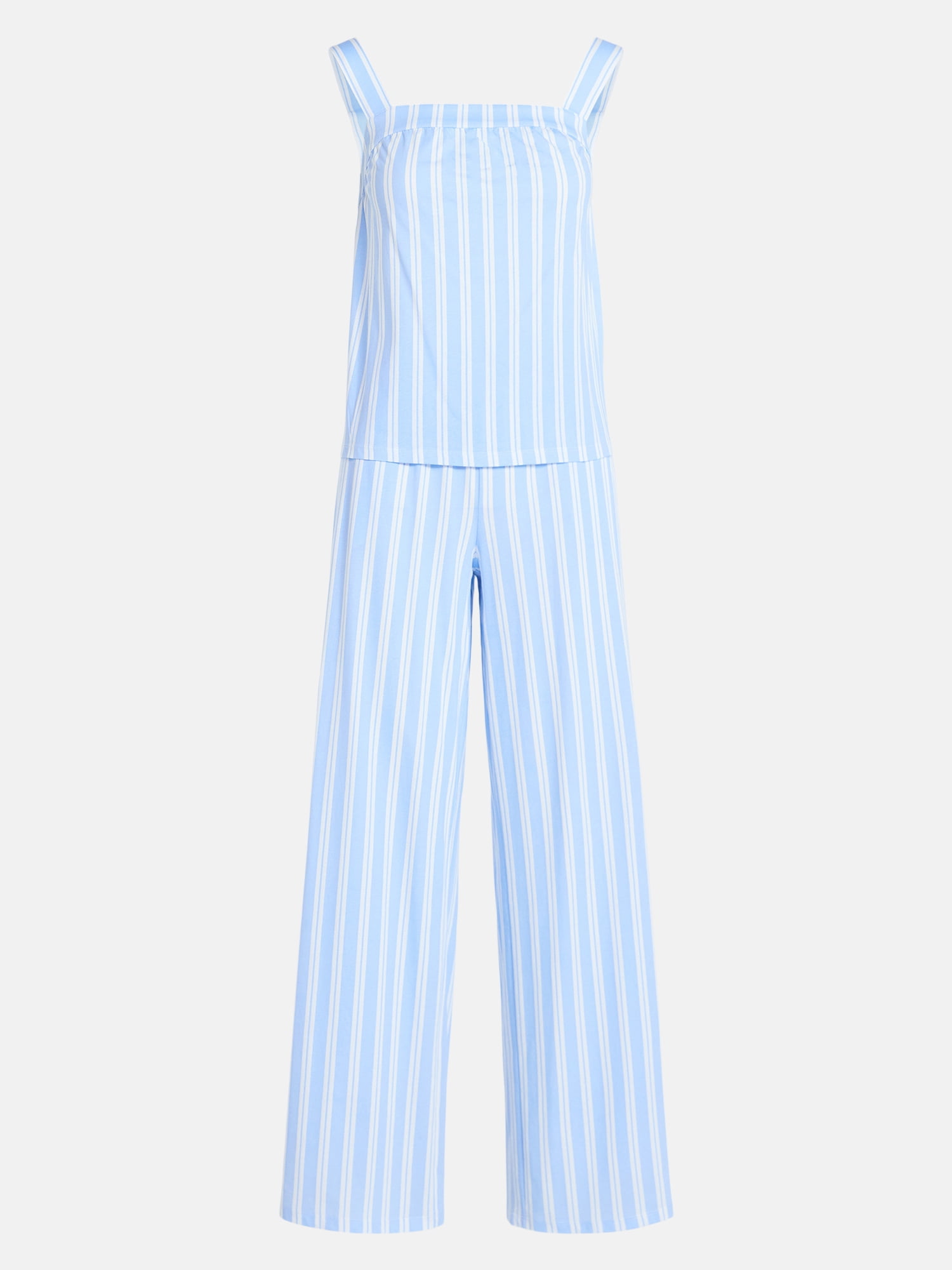 Joyspun Women's Wide Strap Cotton Tank Top and Pants Pajama Set, 2-Piece, Sizes XS-3X