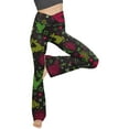 thumbnail image 2 of Lolmot Flare Leggings for Women V Crossover Tummy Control Workout Yoga Pants Christmas Print High-Waisted Wide Leg Flare Leggings, 2 of 5