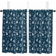 thumbnail image 2 of Navy Blue Christmas Trees Kitchen Curtains 54 Inches Long, Winter Xmas Pine Snowflake Rod Pocket Window Curtains Panels for Bedroom/Bathroom/Nursery, Light Filtering Treatment Curtains Drapes 42"x54", 2 of 5