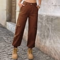 thumbnail image 5 of Jeans for Women Casual Lightweight Elastic Waist Stretchy Pants Summer Trouses with Pockets Brown M, 5 of 7