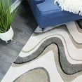 thumbnail image 5 of Natural Geo Jasmine 4'11" x 7'5" Modern Wavy Abstract Ivory/Gray Area Rug, 5 of 6