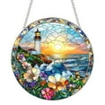 thumbnail image 1 of WIFKLSIIPG Ocean 2D Acrylic Art Stained Window Wall Pendant Round Disc with Chain Pendant Porch Window Decoration, 1 of 4