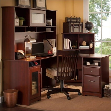 Bush Cabot 60 L Shaped Computer Desk Set In Harvest Cherry Bush Cabot 60 L Shaped Computer Desk