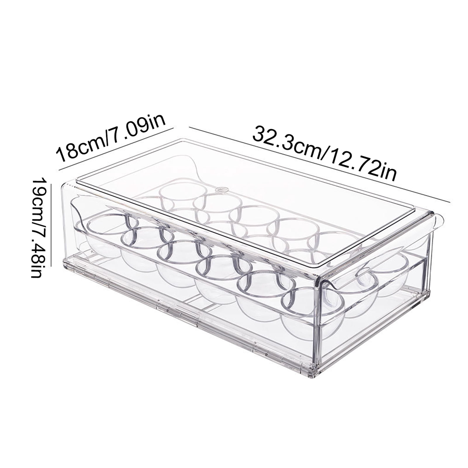 mdesiwst Egg Storage Box Large Capacity 36 Eggs Two-Tier Drawer Design Transparent Refrigerator Egg Rack Organizer