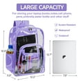 thumbnail image 5 of SANMADROLA Waterproof Clear Backpack Heavy Duty PVC Transparent Large Capacity Backpack with Reinforced Strap for School, Work, Stadium, Travel, Security, Festival, College (Light Purple), 5 of 6