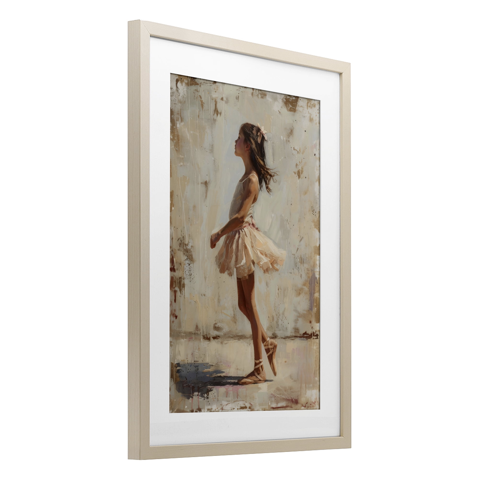 Stupell Industries Ballerina in Soft Light Birch Framed Print Under Glass, design by Creative Studio