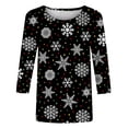thumbnail image 4 of Pntutb Moda Mujer Chriatmas Impreso Camiseta 3/4 Mangas Blusa Cuello Redondo Casual tops Pntutb Pntutb-593, 4 of 5