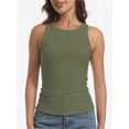 thumbnail image 2 of Women's Crewneck Racerback Ribbed Tank Tops Summer Basic High Neck Sleeveless Slim Fit Crop Tops, 2 of 5