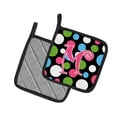 thumbnail image 2 of Carolines Treasures CJ1038-MPTHD Letter M Initial Monogram - Polkadots and Pink Pair of Pot Holders, 7.5HX7.5W,, 2 of 2
