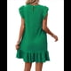 thumbnail image 3 of Vestidos de Verano para Mujer, Cuello Redondo, Corta, Dobladillo con Volantes, Vestido Mini Informal, Verde, Talla M, 3 of 7
