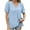 Blue, variant on Buigttklop Summer Tops for Women 2024 Plus Size Women'S Short Sleeve V-Neck Solid Color Pleated Loose Fit Basic Tunic Top