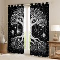 thumbnail image 2 of Homewish Black White Tree Of Life Blackout Curtains Set of 2 (52x84 Each),Stars Galaxy Print Curtain, 2 of 6