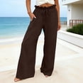 thumbnail image 2 of RUTAYY Women's Pants High Waist with Drawstring Solid Color Casual Everyday Wear Breathable Elastic Waist Elegant Holiday Trousers, 2 of 4