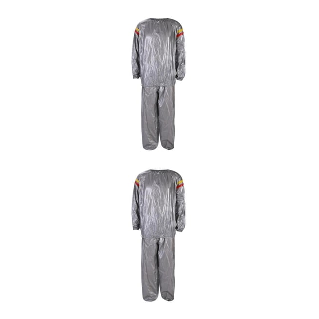 Guardoinrt Quick Sweat Fitness Sauna Suit for Effective Exercise M Silver S to 3XL 2Set