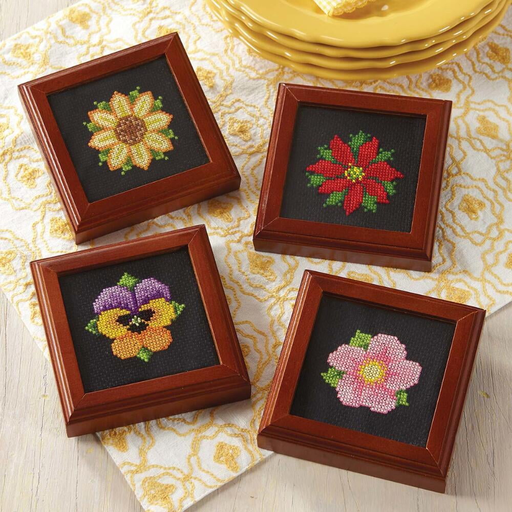 Craftways® Four Season Flower Coasters Counted CrossStitch Kit
