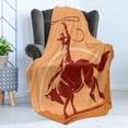thumbnail image 4 of Rodeo Soft Flannel Fleece Blanket, Cowboy Tie-Down Roping over a Bull in an Arena Country Folk West Print, Cozy Plush for Indoor and Outdoor Use, 50" x 60", Dark Orange and Burgundy, by Ambesonne, 4 of 5