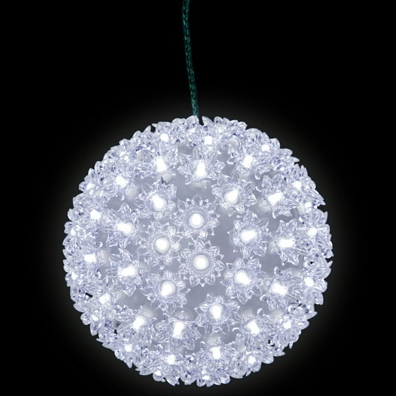 Northlight LED Lighted Starlight Floral Hanging Sphere Outdoor Christmas Decoration - 7.5" - Pure