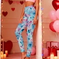 thumbnail image 2 of Visit the JURANMO Store Valentine Tight Pants for Women Heart Printed High Waist Valentines Leggings Fashion Holiday Legging Light Blue XL, 2 of 10