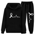 thumbnail image 1 of Gibobby Set Pants y Sudadera Mujer Mujeres Casual Manga Larga Patrones de Fútbol Sudadera con Capucha Sudadera Chándal Jogger Pantalones de Chándal Unisex Con(Negro,CH), 1 of 4