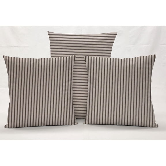 Ticking Stripe Pillowcase / Pillow Cover by Penny's Needful Things (12 x 12) (Black)