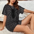 thumbnail image 4 of Rateoe Black Spider On Web 1 Pattern Women's Short-Sleeved Pajama Set - 2 Piece Soft and Lightweight Sleepwear Set-Medium, 4 of 7