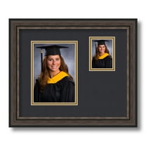 ArtToFrames 7.125x5 inch Diploma Frame with  Tassel Opening - Framed in Grey and Black Frame with Black and Gold Mats, Comes with Regular Glass and Sawtooth Hanger (D-T-4448-7.125x5)
