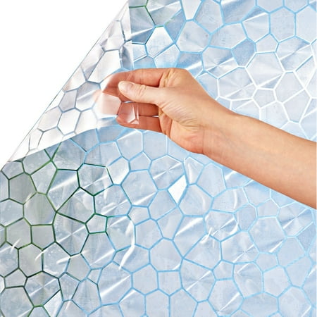 - Cut to Fit Window Privacy Film with Printed Artwork Patterns - Decorative Film for Natural Light Easily Removable and Reusable and No Adhesive Needed, Frosted Mosaic