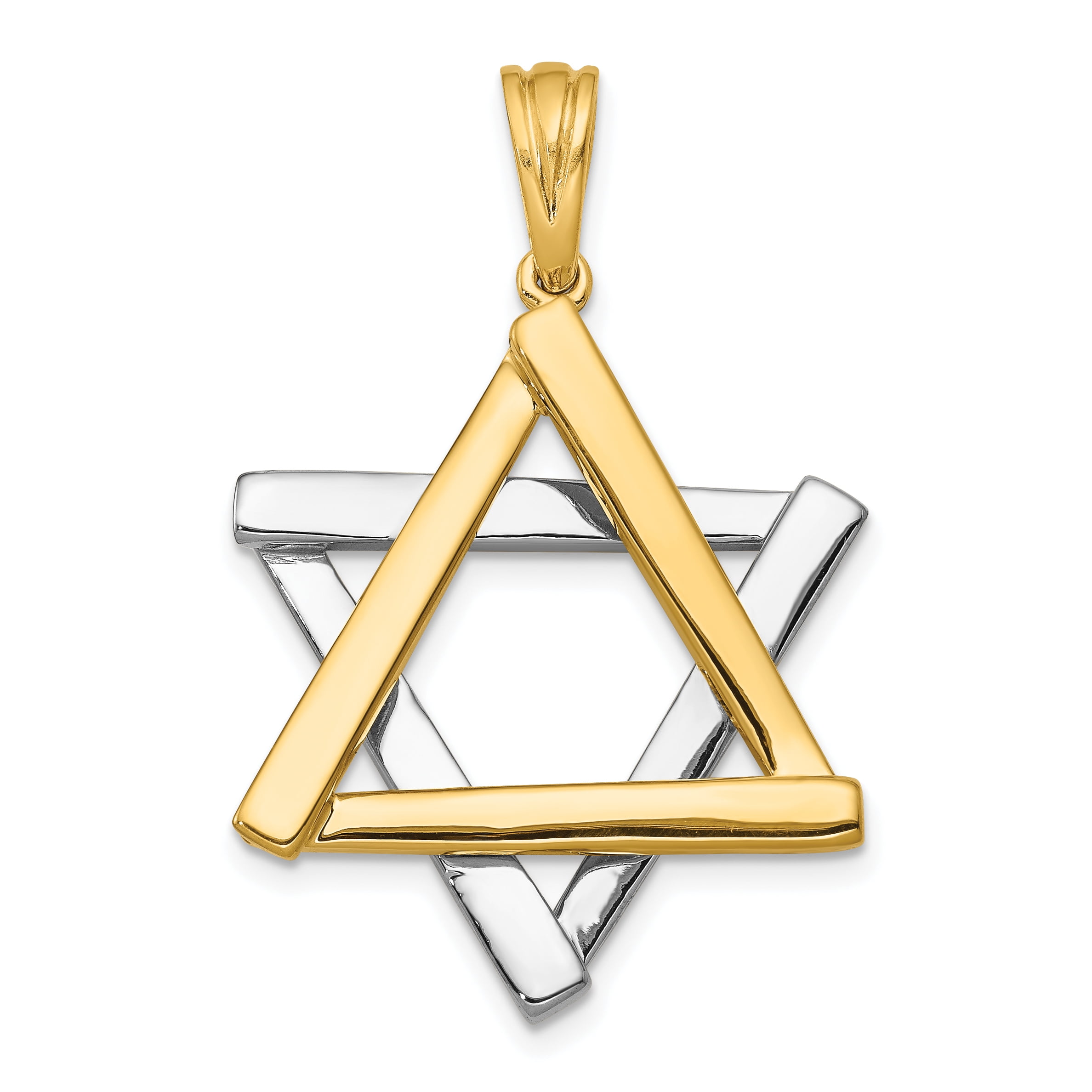 FB Jewels 14K Yellow Gold Star Of David Engraved Jewish Pendant
