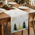 thumbnail image 5 of Christmas Trees Cotton Linen Table Runner for Dining Kitchen, Golden Green Xmas Tree Snowflake Wedding Outdoor Party Tablerunners Decoration, Dresser Scarf Coffee Tablecloth Runners 13x72 Inches, 5 of 9