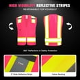 thumbnail image 3 of ProtectX High Visibility Reflective Safety Vest for Men Women Hi Vis Work Construction Vest with Pockets Class 2 Pink 4X-Large, 3 of 7