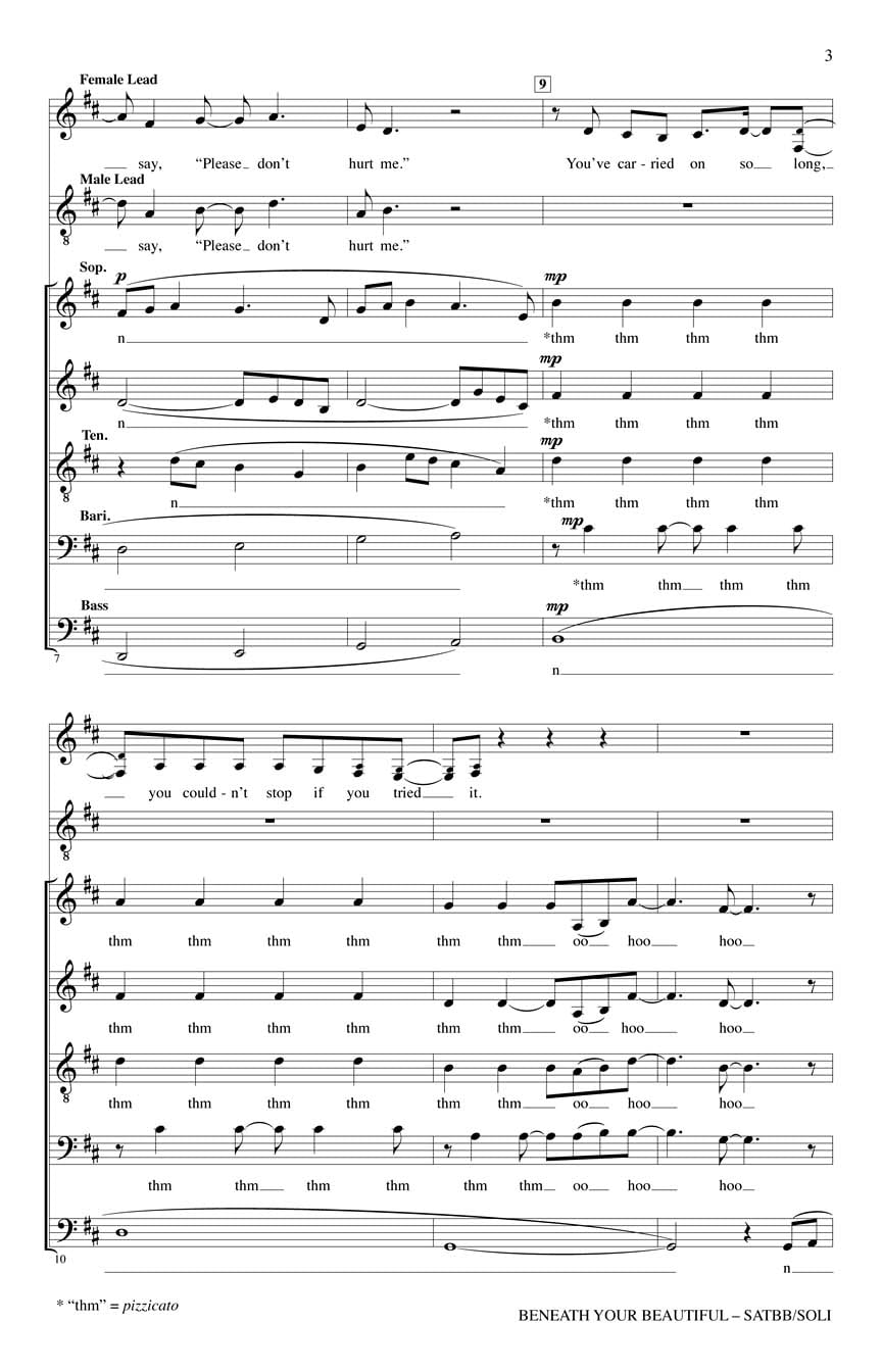 Hal Leonard Beneath Your Beautiful From Pitch Slapped Satbb A Cappella Arranged By Deke Sharon Walmart Com