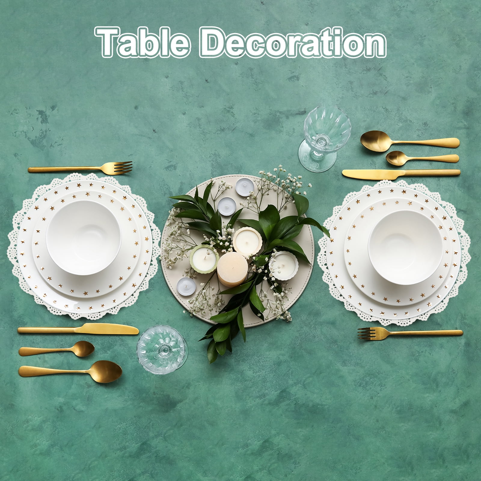 Unique Bargains Paper Doilies Round Lace Disposable Placemats Table Decor 3.5"