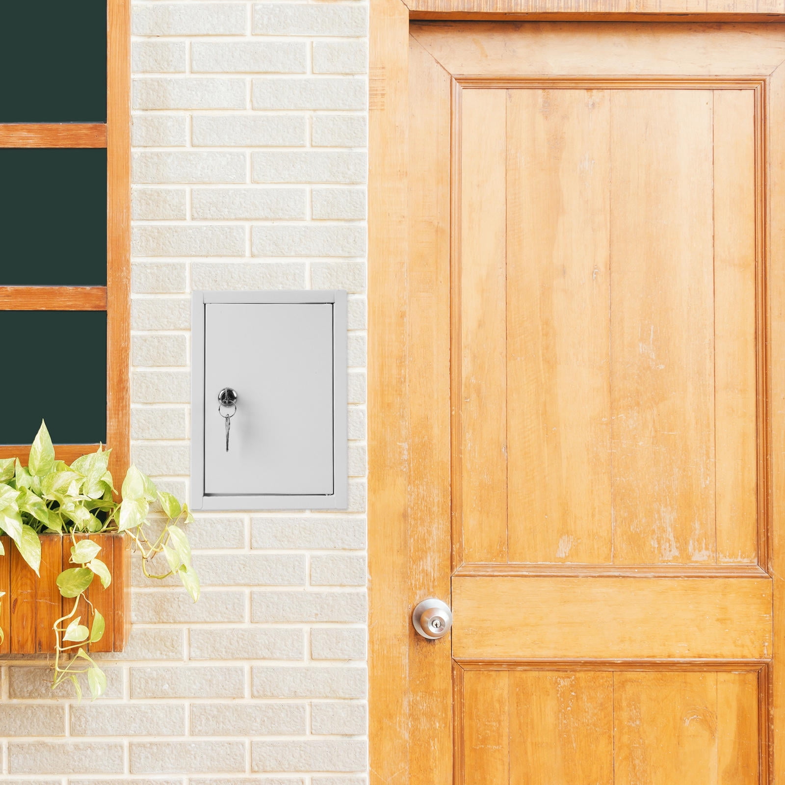 ELAYARD White Wall-Mounted Locking Mailbox, Painted Steel, Secure Mail Storage for Home, Office, and Outdoor Use, 1 Set