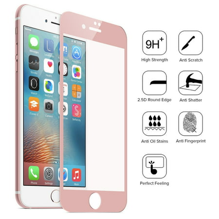 Full Coverage RoseGold Tempered Glass Screen Protectector for iPhone (Best Airprint App For Iphone)