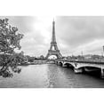 thumbnail image 2 of wall26 - Paris Eiffel Tower from Seine. Cityscape in Black and White - Removable Wall Mural | Self-Adhesive Large Wallpaper - 100x144 inches, 2 of 5