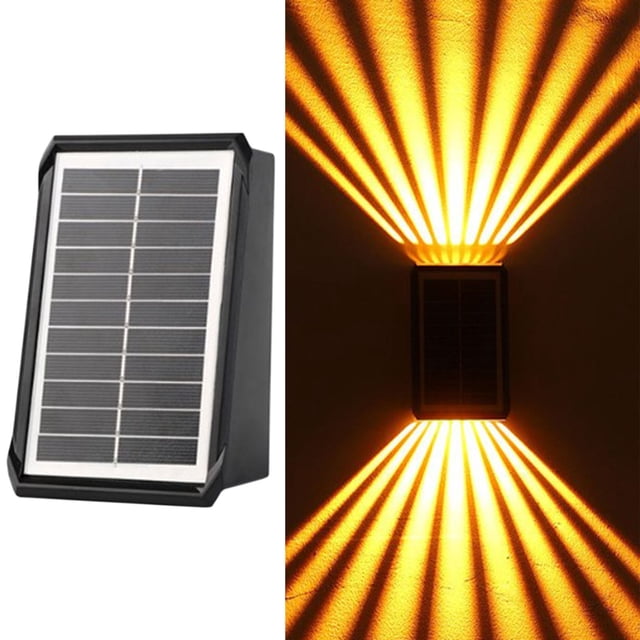 Luces solares para exteriores, luces de pared, paquete de 1, focos impermeables con encendido y apagado automático, iluminación ambiental blanca cálida para decoración de jardines, patios y