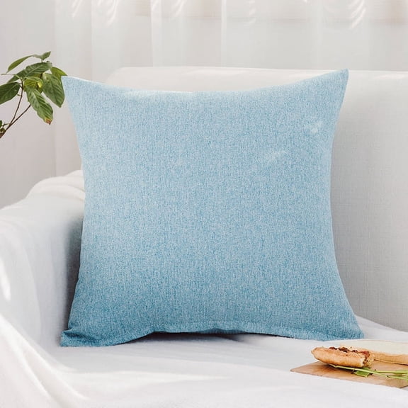 XmhyTop Decorative Pillow, 45*45cm Light bluePlain Throw Pillow, 1 Pcs Accent Pillows for Couch with Linen-Cotton Cover & PP Cotton Filling, Soft Comfortable Cushion for Sofa, Bed, Living Room