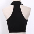 thumbnail image 2 of Mialoley Femmes Été Aguichant Sans Manches Meilleur Couleur Unie Creux Col Roulé Crop Tops, 2 of 3