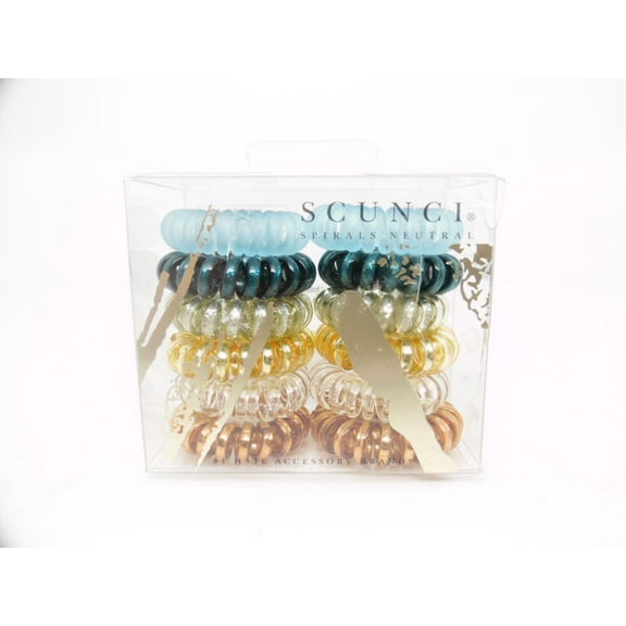 Scunci Spirals Neutral Small Glitter Spirals - Blue / Tan - 12pc