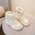 thumbnail image 5 of Kids Big Girls Beige Ankle Boots - Warm Fleece Lined Waterproof, Bowknot Non-Slip Sole for 3.5-10.5Y Winter School Outdoor,Size 33, 5 of 8
