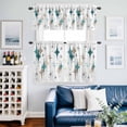 thumbnail image 2 of Green Brown Diamond Kitchen Curtains Sets for Windows 36 Inch Length, Modern Geometric Middle Century Rod Pocket Window Treatments Tier Curtains and Valances Set for Bedroom/Bathroom, 2 of 8