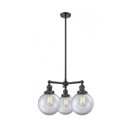 

Oil Rubbed Bronze Tone Chandeliers 22 Wide Clear Glass Steel/Cast Brass Medium Base LED 3 Light Fixture
