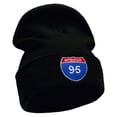 thumbnail image 4 of Interstate 95 Sign Embroidered 12 Inch Long Knitted Beanie - Black OSFM, 4 of 5