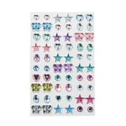 Claire's Tween Girls' Stick-on Gem Stud Earrings, Non-Metal, Star, Heart & Butterfly Shape Gems 30 Pairs